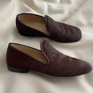 Lemaire Dark Brown Haircalf Loafers